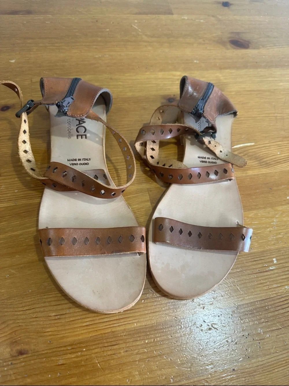 l*space by Cocobelle Brown Laser-Cut Leather Strappy Sandals - Picture 6 of 10